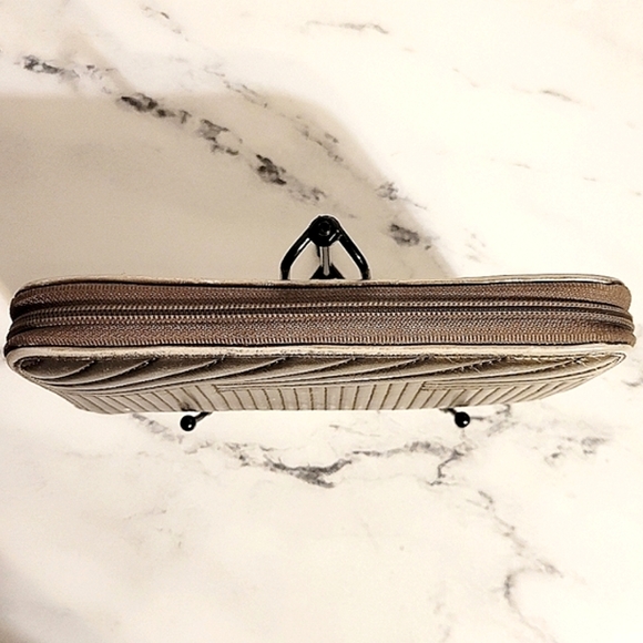 HOBO Int'l Unique Mixed Metals Metallic Embossed Leather Wallet - Picture 2 of 9